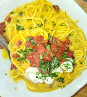 Pumkin Carbonara at Palm Spot Restaurant in Ponta Do Sol