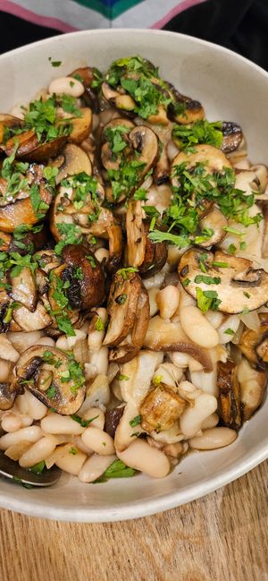 White bean and mushroom stew at Palm Spot Restaurant in Ponta Do Sol