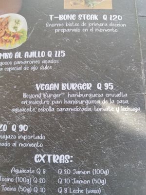 Menú - Vegan Burger at Idea Connection in San Pedro La Laguna