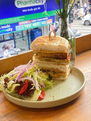 Panini tempeh at Hveggie in Hanoi