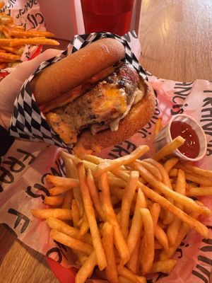 Juicy Lucy with Bean Burgee and GF bun  at Francis Burger Joint  in Minneapolis