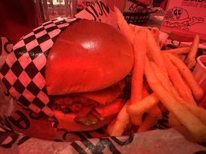 Breakfast burger special with fries   at Francis Burger Joint  in Minneapolis