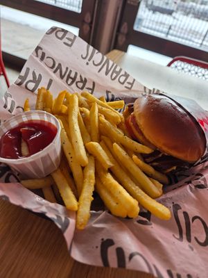 "Garlic Girl" in house made black bean burger at Francis Burger Joint  in Minneapolis
