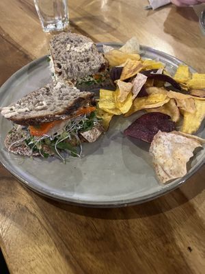 Their sandwich’s (and smoothie bowls, not pictured) are so very tasty, and fresh!   at Roots Restaurant in Manuel Antonio