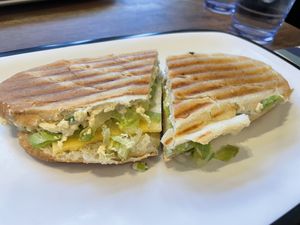 Sad tofu “melt” (cheese was cold)  at Au Gratin in Salem