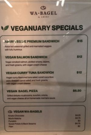 Veganuary Special Menu  at WA - Bagel in Vancouver