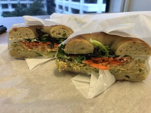 Vegan Curry Tuna Sandwich from the Veganuary Menu  at WA - Bagel in Vancouver