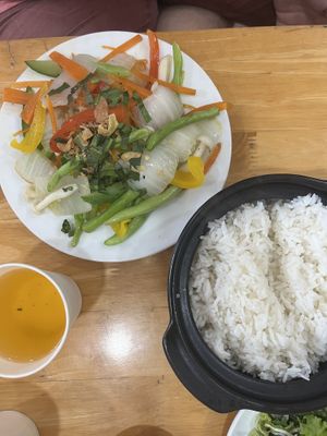mushrooms and veggies with rice  at Quán Chay An Lạc in Nha Trang