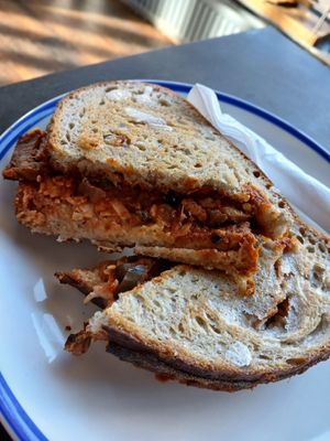 Vegan aubergine parm toastie (£6.95) at Bakesmiths in Bristol