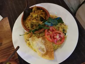 Mushroom curry with garlic rice at Sigiri Rock View Point - the Restaurant in Sigiriya