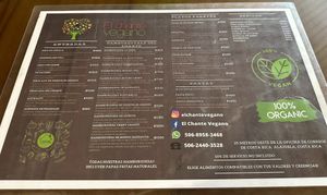 Menú en español  at El Chante Gourmet in Alajuela