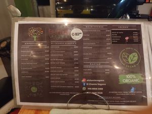 Menu - 100% vegan. I believe they serve non-vegan baked goods however! at El Chante Gourmet in Alajuela