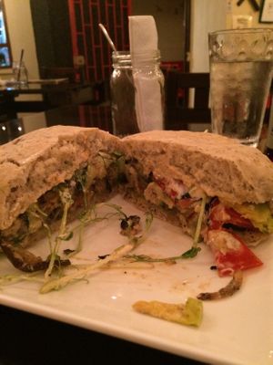 Not a burger- more of a veggie sandwich, but still delicious  at El Chante Gourmet in Alajuela