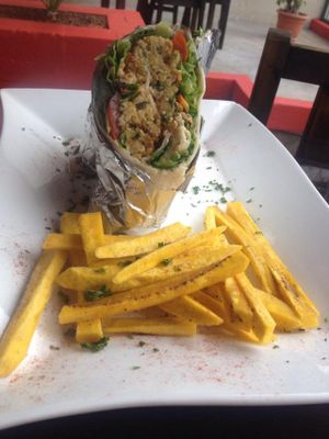 VEGETARIAN KEBAH WITH PLANTAIN STICKS at El Chante Gourmet in Alajuela
