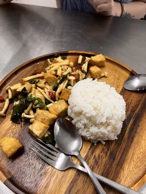 Pad kra pao  at Vegan 108 - มังสวิรัติร้อยแปด in Bangkok