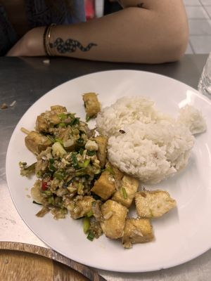 Salty garlic coriander tofu   at Vegan 108 - มังสวิรัติร้อยแปด in Bangkok