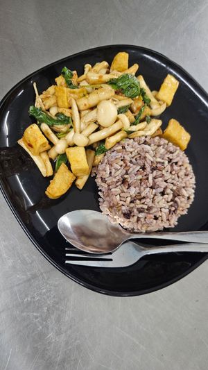 Mushroom and Tofu stirfry at Vegan 108 - มังสวิรัติร้อยแปด in Bangkok