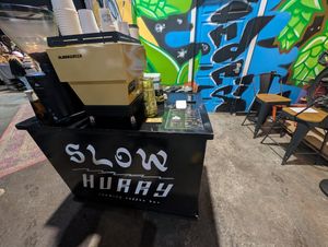 At an event at Slow Hurry Coffee in Youngstown