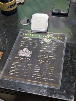 The menu at Slow Hurry Coffee in Youngstown