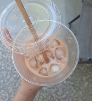 Iced oat milk latte at Slow Hurry Coffee in Youngstown