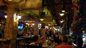 the patio at night at Beirut in Panama City