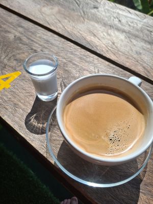 Americano with coconut milk at Pipin Cafe in Koh Chang