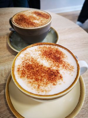 Dirty Chai Latte and a Chai Latte at Harvest Moon Suffolk in Ipswich