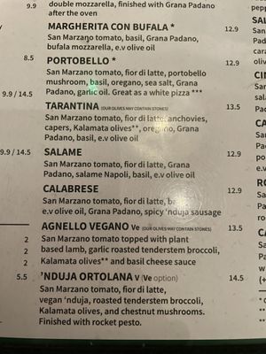 Vegan Options On Menu  at Rudy's Pizza Napoletana - Tottenham Court Rd in London