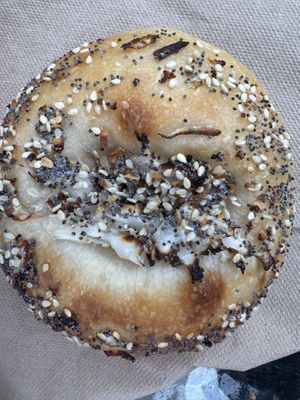 Everything bialy   at Hey Bagel  in Seattle