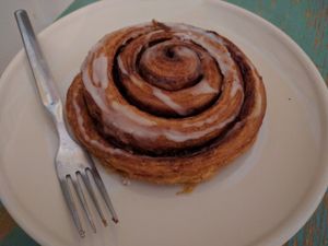 cinnamon roll at Sattva Naturbageriet in Stockholm