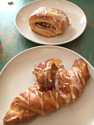 Apple bun and vanilla croissant.  at Sattva Naturbageriet in Stockholm