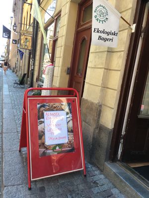 Sign at Sattva Naturbageriet in Stockholm