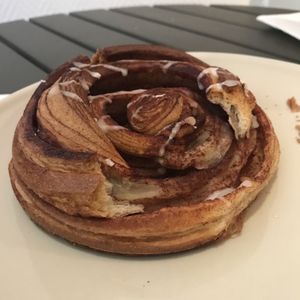 Vegan cinnamon bun at Sattva Naturbageriet in Stockholm