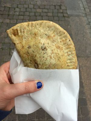Tofu and spinach pasty (vegan) at Sattva Naturbageriet in Stockholm