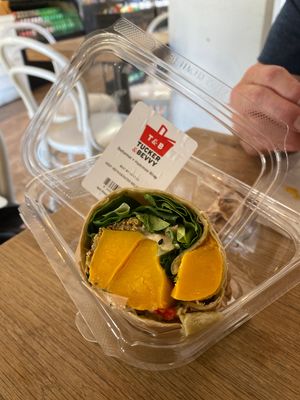 Butternut and hummus wrap. So yummy    at Tucker and Bevvy in Honolulu