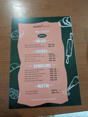 Pre order menu, 2 days in advance at Anokhi Garden Mumbai in Mumbai