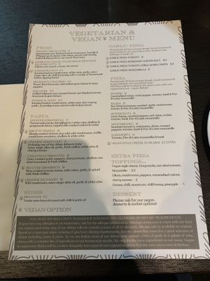Vegan/veggie menu   at The Palazzo in Burnley
