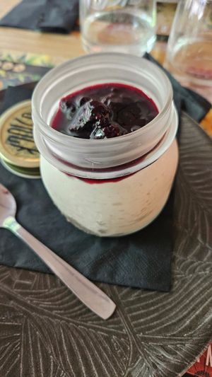 Vegan berry cheesecake at Fustock Parco Romano in Ariccia