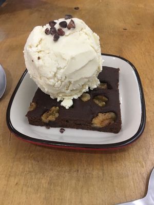 Chocolate brownie and giant scoop of ice cream!  at About Animals in Taipei