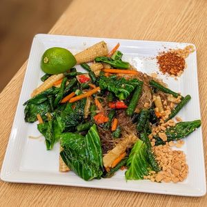 Vegan Stir-Fried Spicy Tang Hoon with Vegetable at Sanook Kitchen - Woods Square in North Singapore