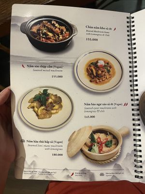 menu, vegan options clearly labelled  at Du Yên Vegetarian in Ho Chi Minh City