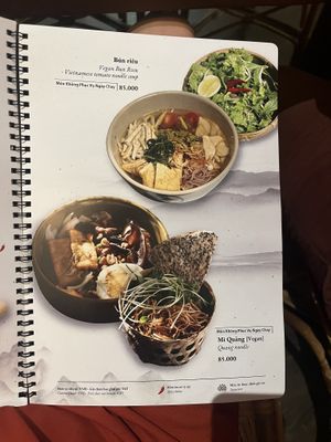 menu, vegan options clearly labelled  at Du Yên Vegetarian in Ho Chi Minh City