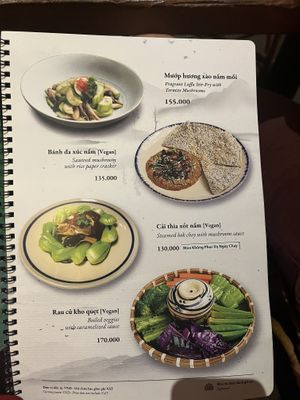 menu, vegan options clearly labelled  at Du Yên Vegetarian in Ho Chi Minh City