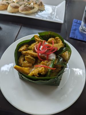 Amok with Cauliflower, Pumpkin and flutter Beans at Sandan in Sihanoukville