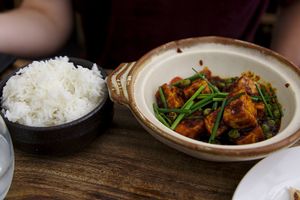 Fried tofu at Jaan Bai Restaurant - CCT in Battambang