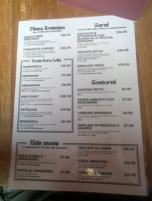 Menu September 25 at Sora Diana in Edinburgh