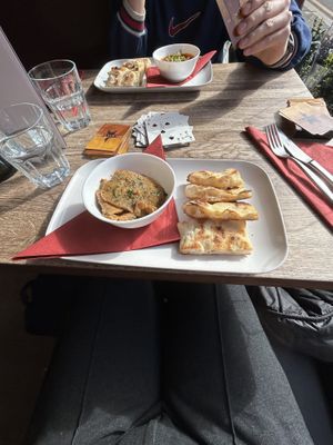 seitan and focaccia   at Sora Diana in Edinburgh