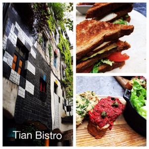 Vegan Club Sandwich & Bruschetta at TIAN Bistro Kunsthaus in Vienna