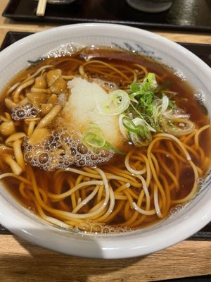 Mushroom soba with grated radish  at Soba Yukiya in Asahikawa