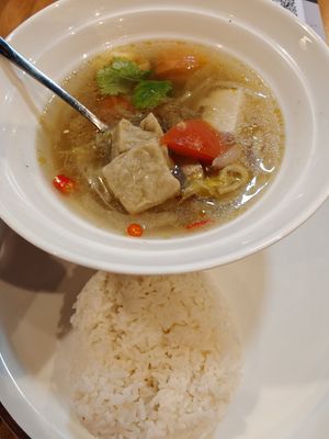 Pig Trotters Salted Veg Soup 猪肚咸菜汤 with rice at Mother Earth Classic Express - 大地之素 in Central Singapore